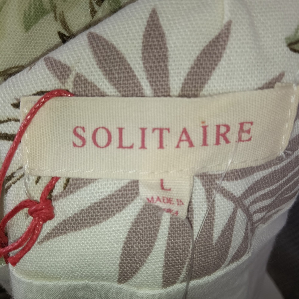 Solitaire Women's Tropical Leaf Print Linen Blend Blazer Jacket Size L - Picture 3 of 15